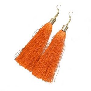 🧡 orange tassel earrings